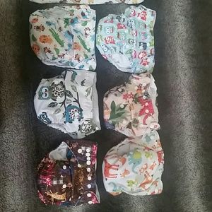 Set of 6 Qtie Pie Cloth Diapers with Wet Bag